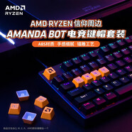 AMD RYZEN鍵帽套裝 機械鍵盤電競游戲通用鍵帽ABS類膚材質(zhì) 創(chuàng)意青軸 鐳雕透光LOGO 硬核機甲風格 信仰橙 【QWER+鑰匙扣】五顆套裝