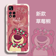 第一季 紅米note11pro防摔手機(jī)殼手機(jī)套  紅米note11 5G/4G鏡頭全包保護(hù)套卡通草莓熊軟殼 古董白-花環(huán)草莓熊紅字 紅米note11 5G