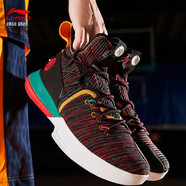 李寧（LI-NING）籃球鞋男鞋新款秋季AIT VI韋德之道減震包裹一體織高幫戰靴比賽運 標準黑/群青綠/柑橘黃-6 45