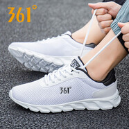 361°男鞋夏季軟底運(yùn)動(dòng)鞋2025新款透氣網(wǎng)面休閑鞋輕便旅游跑步鞋子男士 361度白/烏黑色 41