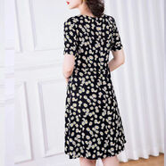 薇靡雅（WEIMIYA）棉綢連衣裙女夏季人造棉連衣裙子中長(cháng)款 綿綢連衣裙新小雛菊 小碼（85-125斤）