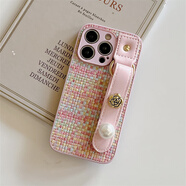 尹尚 適用iphone15promax手機殼蘋(píng)果1pro4小香風(fēng)山茶花13/12編織紋珍珠腕帶11硅膠13ProMax女款11精孔 七彩色編織紋+皮珍珠山茶花腕帶 iPhone 13
