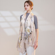 杭絲路真絲絲巾女春夏國(guó)風(fēng)圍巾桑蠶絲防曬披肩媽媽生日禮母親節(jié) 滿(mǎn)庭芳