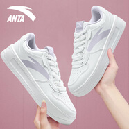 安踏（ANTA）安踏板鞋女鞋官方2023新款秋冬季黑色休閑鞋厚底小白鞋女款 -1紙莎白 37.5