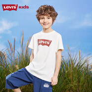 LEVI'S李維斯童裝兒童短袖T恤夏季男女童經(jīng)典蝙蝠標(biāo)圓領(lǐng)上衣短T 糖果白