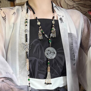 芯奢漢服馬面裙黑暗系長(cháng)款軟瓔珞流蘇配飾女新中式古風(fēng)紅色紀念禮物 【神隱】瓔珞項鏈帶背云