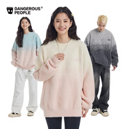 Dangerous people薛之謙dsp漸變仿貂毛時尚寬松圓領套頭毛衣針織衫 粉色 XL