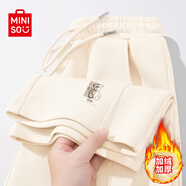 名創(chuàng  )優(yōu)品（MINISO）運動(dòng)褲女秋冬直筒2025年新款高腰休閑衛褲加絨厚闊腿褲保暖休閑褲 【加絨款】奶白(哈尼熊左下標) L 165 (體重115-130斤)