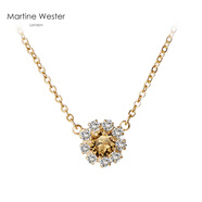瑪汀薇思（Martine Wester）英國(guó)水晶項(xiàng)鏈女時(shí)尚簡(jiǎn)約網(wǎng)紅吊墜淺玫紅夢(mèng)露花朵施華洛生日禮物 淺黃色