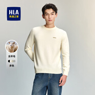 海瀾之家（HLA）針織衫男春季新款圓領(lǐng)保暖毛衣男裝時(shí)尚百搭休閑打底套頭衫男上衣 米白F4 175/92A/L