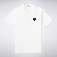 COMME DES GARCONS川久保玲PLAY紅心疊心CDG黑心t恤刺繡印花短袖男女款情侶polo衫 白色黑心 男L