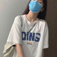 嬌茹妮 美式高街大碼寬松短袖t恤女寬松韓版ins原宿風(fēng)hiphop半袖港味復(fù)古chic上衣 白色（高品質(zhì)棉） L（95—118斤）