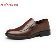 奧康（Aokang）品牌男鞋新款中老年男士商務(wù)正裝皮鞋男真皮牛皮套腳單鞋爸爸鞋 棕色輕底 40 (運(yùn)動(dòng)鞋41=皮鞋40)