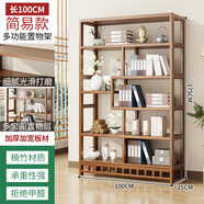 藤印象新中式博古架茶室置物架茶葉展示柜非實(shí)木隔斷多寶閣客廳擺件架子 【茶色-六層100cm】簡(jiǎn)約圍欄款