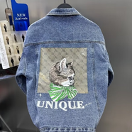 項后【項后】春秋白色牛仔外套男潮牌街頭春秋寬松工裝夾克潮流上衣服 藍色B731 S