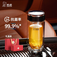 希諾玻璃杯抗菌雙層隔熱男女士高檔車載大肚鵝蛋杯純鈦帶濾網(wǎng)茶杯保溫 1926-紫羅蘭-370毫升