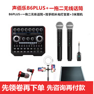 聲佰樂(lè )（Bole） B6 plus直播聲卡設備全套手機唱歌k歌抖音網(wǎng)紅戶(hù)外主播電腦錄音麥克風(fēng)話(huà)筒套裝 B6PLUS+一拖二無(wú)線(xiàn)話(huà)筒