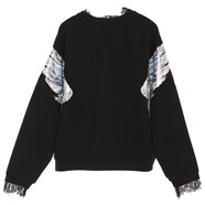裂帛2025秋復古原創(chuàng  )民族風(fēng)翅膀印花寬松針織套頭衛衣女 黑色 M