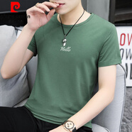 皮爾卡丹（pierre cardin）莫代爾冰絲t恤男士短袖2025新款夏季男裝字母印花半袖圓領(lǐng)上衣服 8817-444果綠色 L 100-120斤