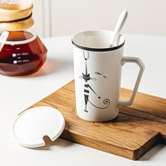 瓷魂陶瓷馬克杯帶勺蓋咖啡杯牛奶杯早餐杯辦公杯茶杯貓國物語馬克杯