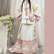 翊尚美馬面裙?jié)h服成人女小個子2025新款全套正版明制刺繡連衣裙套裝 粉色【典藏馬面裙+外衣+內搭】 S 【適合85-100斤】