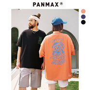 潘·麥克斯（PANMAX）PANMAX大碼短袖男重磅印花T恤男裝百搭情侶半袖美式潮牌加大寬松 黑色 6XL