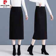 皮爾卡丹（pierre cardin）毛呢半身裙女秋冬2024新款高腰中長(zhǎng)款西裝a字包臀裙直筒一步長(zhǎng)裙 黑色 XL