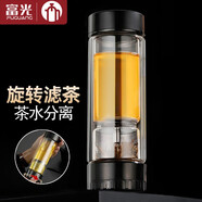 富光 茶馬仕茶水分離杯玻璃泡茶杯男女商務(wù)便攜水杯高檔送禮杯子 318ML 迷夜黑