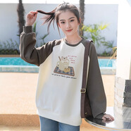 方糖姑娘初中生秋季美式圓領(lǐng)衛衣少女春秋款2026新款秋裝大童高中女生大學(xué) 3030DYR咖色衛衣 L