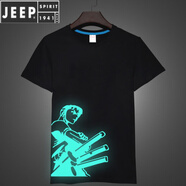 JEEP SPIRIT海賊王動漫聯(lián)名純棉t恤索隆夜光上衣路飛發(fā)光衣服學(xué)生潮流半袖男 夜光三刀流 XL 身高175左右