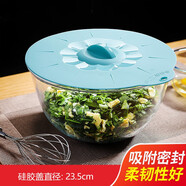 樂(lè )美雅進(jìn)口玻璃碗玻璃盆大號和面盆家用打蛋碗耐熱揉面盆加深拌餡 口徑24cm +硅膠蓋子