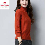 皮爾卡丹（pierre cardin）針織衫女加絨/不加絨高領(lǐng)毛衣加厚2023秋冬新款寬松韓版短款針織 焦糖(高領(lǐng)) XL 115-125斤