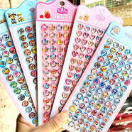 海底小縱隊（OCTONAUTS）水晶立體貼紙兒童卡通動(dòng)漫鉆石貼畫(huà)獎勵粘貼男孩獎玩具 淺黃色 Q俠狗豬貓5款