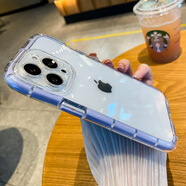 億斯帝夜光蘋(píng)果14PRO硅膠手機殼iPhone13防摔氣囊軟套12MAX透明邊框適用 透紫邊 iphoneXSMAX（6.5寸