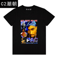 C2潮朝2pac潮牌聯(lián)名Travis人像tupac短袖xxxtentacionT恤男嘻哈碧梨衣服 黑色/E 3XL