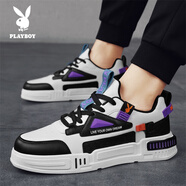 花花公子（PLAYBOY）男鞋2024新款潮流老爹鞋ins鞋子男時(shí)尚網(wǎng)面運(yùn)動(dòng)休閑鞋低幫板鞋100 戰(zhàn)WPL1612633白黑 39
