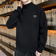 JEEP SPIRIT吉普毛衣男秋冬季半高領(lǐng)針織衫男外套線(xiàn)衣打底衫 黑色 2XL 