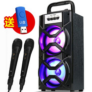 拼搏者 便攜藍牙音箱大音量低音炮戶(hù)外小型廣場(chǎng)舞音響迷你帶麥克風(fēng)家用手機微信收款語(yǔ)音播報器