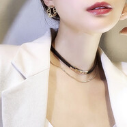 海雯妮 飾品項(xiàng)鏈女頸鏈 黑色choker夏天脖項(xiàng)圈鎖骨鏈高級(jí)感配飾裝飾 金黑色