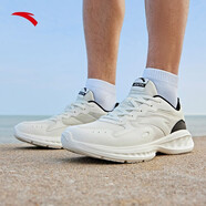 安踏（ANTA）跑鞋男鞋冬季新款輕便透氣減震跑步鞋旗艦休閑運動(dòng)鞋男 象牙白/黑-4 44.5