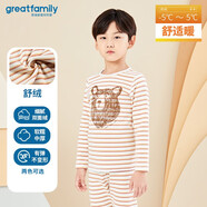 歌瑞家（greatfamily）兒童家居服秋冬季童裝睡衣保暖舒絨小童中大童樂(lè )友 男童【圓領(lǐng)長(cháng)袖上衣】條紋 130 【6-7歲】 130【6-7歲】