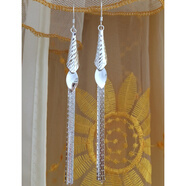 賓島990足銀耳環(huán)女日韓氣質(zhì)長(cháng)款耳勾流蘇耳墜耳飾飾品生日禮物 風(fēng)鈴精切工時(shí)尚長(cháng)款