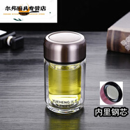 法漫玫日本進口品質(zhì)迷你小水杯玻璃杯雙層耐熱精致可愛女帶蓋便攜男防燙 灰鋼芯蓋雙層無茶網(wǎng) 120ml