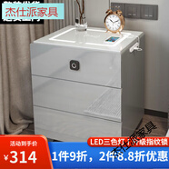 杰仕派智能床頭柜簡約現(xiàn)代多功能帶燈指紋鎖無線充電藍(lán)牙音響臥室床邊柜 (整裝)亮灰三抽長50寬40高56 +LED燈+無線+USB插排+指紋鎖