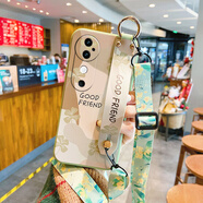 春亨適用VIVOS19手機殼S19Pro新款S18高級感軟硅膠腕帶支架防摔全包小清新保護套情侶女斜挎掛脖繩背帶 直邊-茶綠色-四葉草【水凝膜+背帶】 VIVO S19 PRO