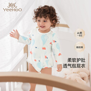 英氏（YEEHOO）嬰兒衣服新生兒連體衣男女寶寶純棉新疆棉嬰幼兒居家爬服四季款 氣泡【襠蛤款】 73cm (建議6-9月 7.2-9.0kg)