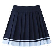 忻悅晴兒童校服半身裙中學(xué)生夏季薄款五分褲高中小學(xué)生一條杠校褲運(yùn)動(dòng)褲 藏青拼接褲裙 160/M建議體重90-100斤