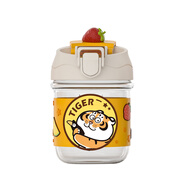 鯉集我不是胖虎聯(lián)名咖啡杯防燙高顏值夏季可愛高硼硅玻璃雙飲杯 雙飲小黃-350ml