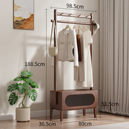 芬語(yǔ)FENYU廣東佛山東莞品牌實(shí)木床頭柜掛衣架一體臥室落地衣帽架抽屜置物架 487實(shí)木-雙開(kāi)門(mén)斗柜咖啡色