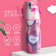 抖音網(wǎng)紅創(chuàng)意COOL運(yùn)動噴霧水杯 保冷夏日冰杯 搖搖杯學(xué)生軍訓(xùn)夏季塑料水杯大容量水杯壺防摔可噴水 愛心粉小號470